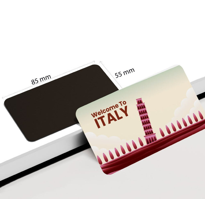 dhcrafts Rectangular Rubber Fridge Magnet / Magnetic Card Multicolor Italy D4 Design Pack of 1 (8.6cm x 5.4cm)